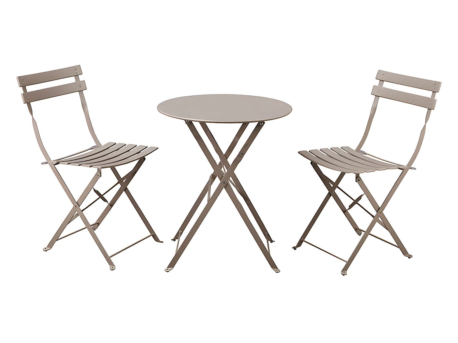 Estosa - Ensemble balcon avec chaises et table ronde en taupe Teresa