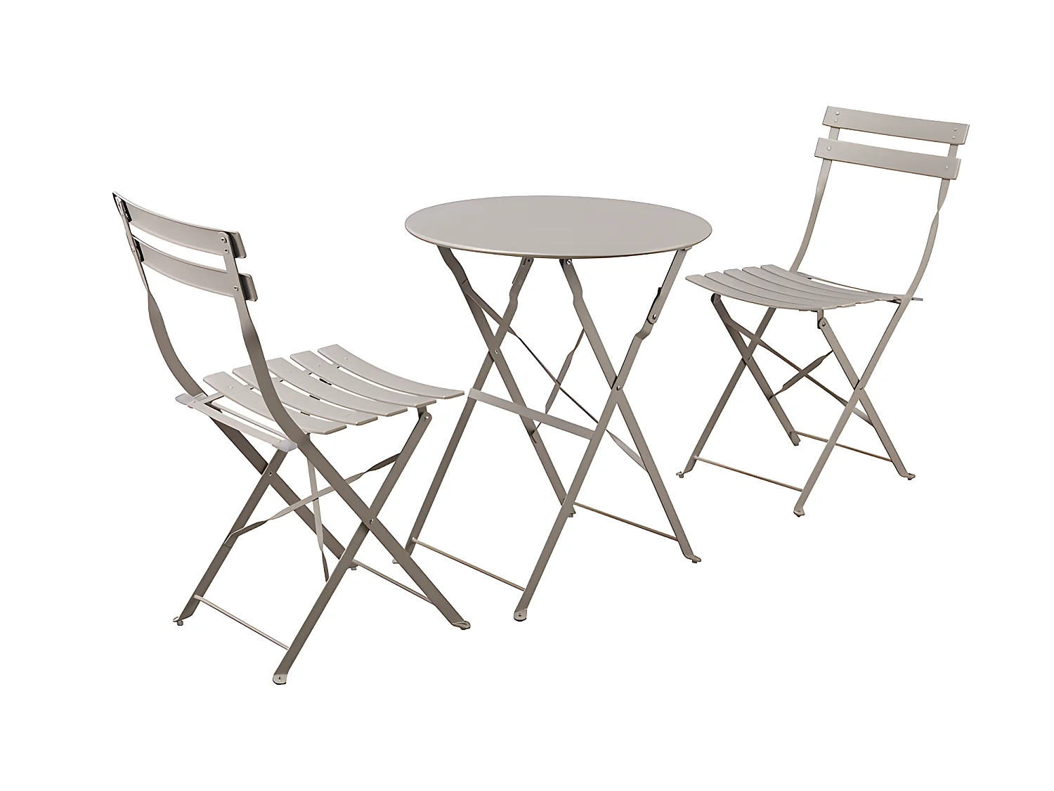 Estosa - Ensemble balcon avec chaises et table ronde en taupe Teresa