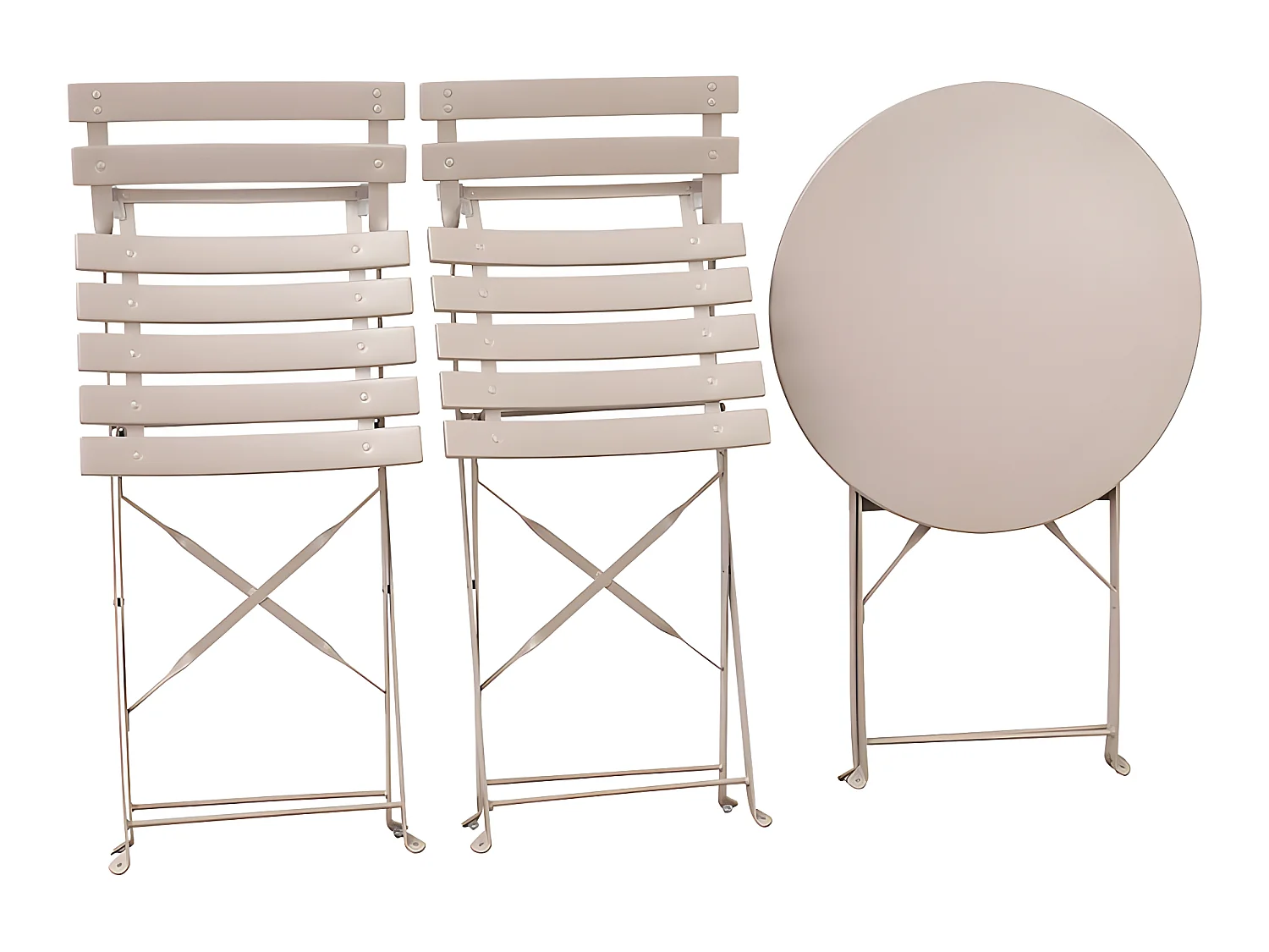 Estosa - Ensemble balcon avec chaises et table ronde en taupe Teresa