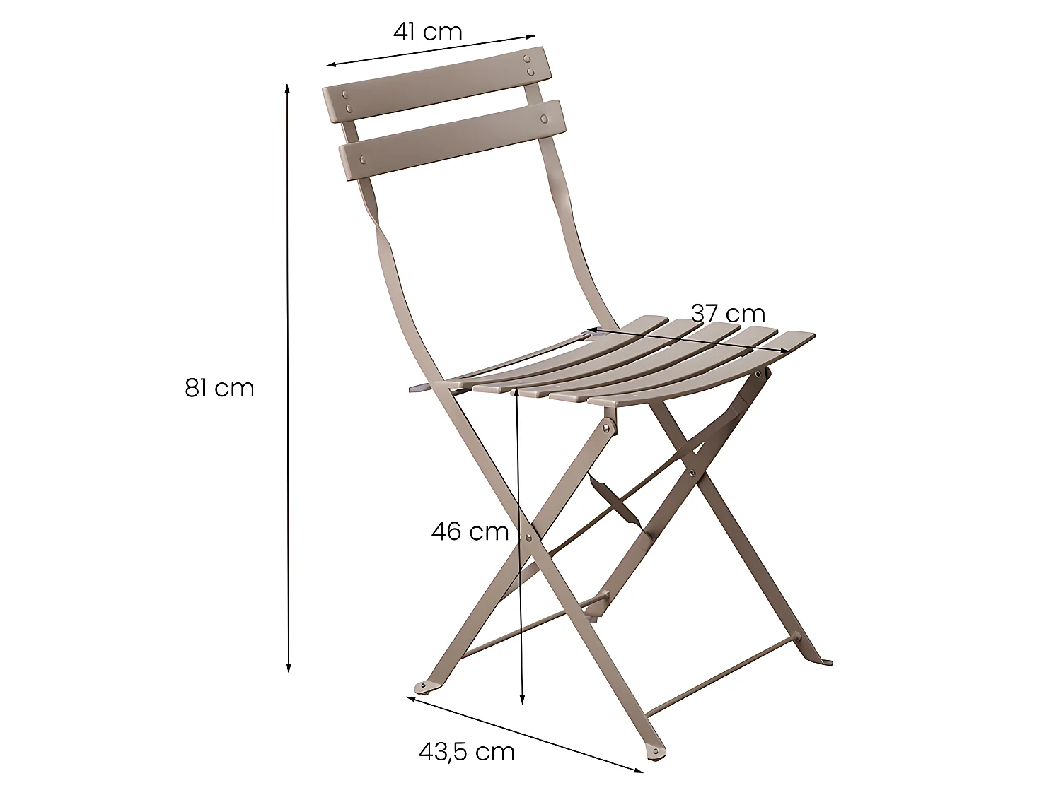 Estosa - Ensemble balcon avec chaises et table ronde en taupe Teresa