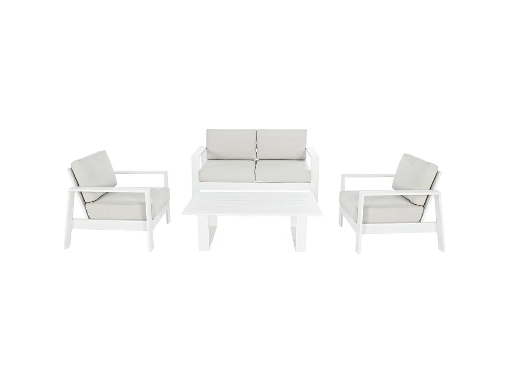 Estosa - Komplettes Gartenset Bars aus weißem Aluminium