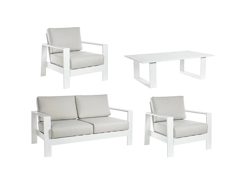 Estosa - Komplettes Gartenset Bars aus weißem Aluminium