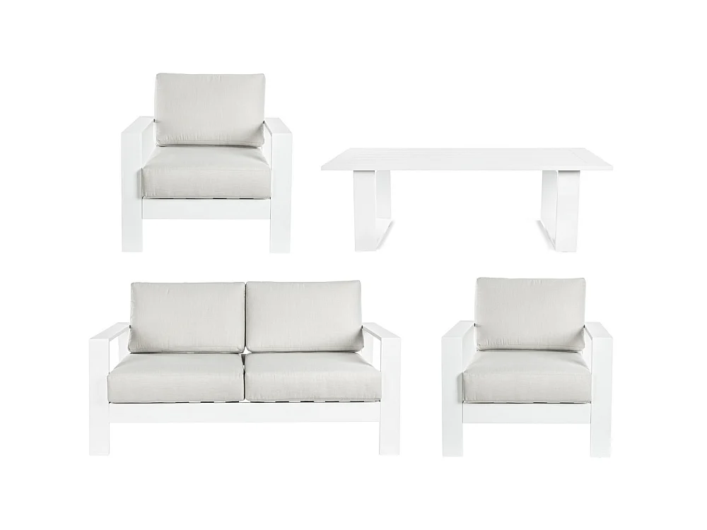 Estosa - Komplettes Gartenset Bars aus weißem Aluminium