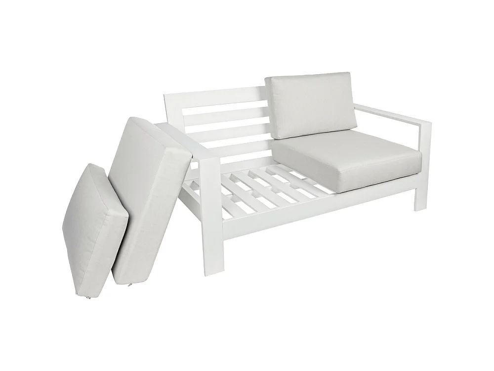 Estosa - Komplettes Gartenset Bars aus weißem Aluminium