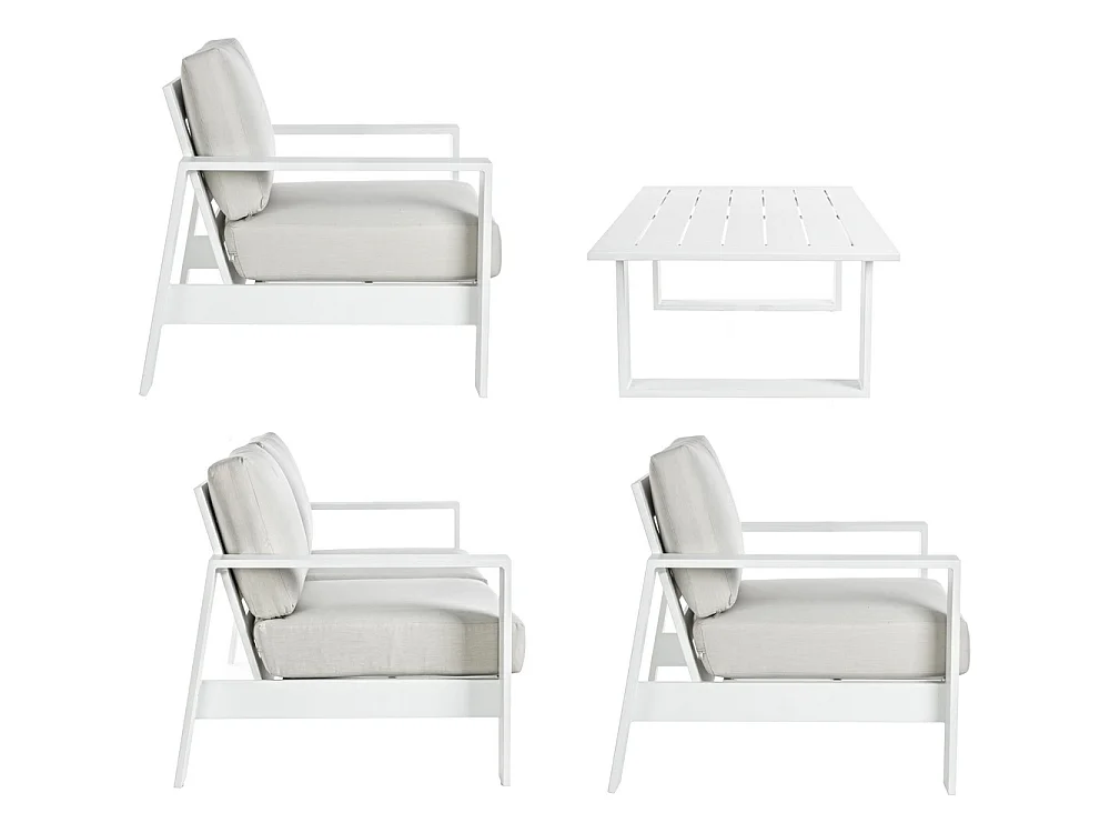 Estosa - Komplettes Gartenset Bars aus weißem Aluminium