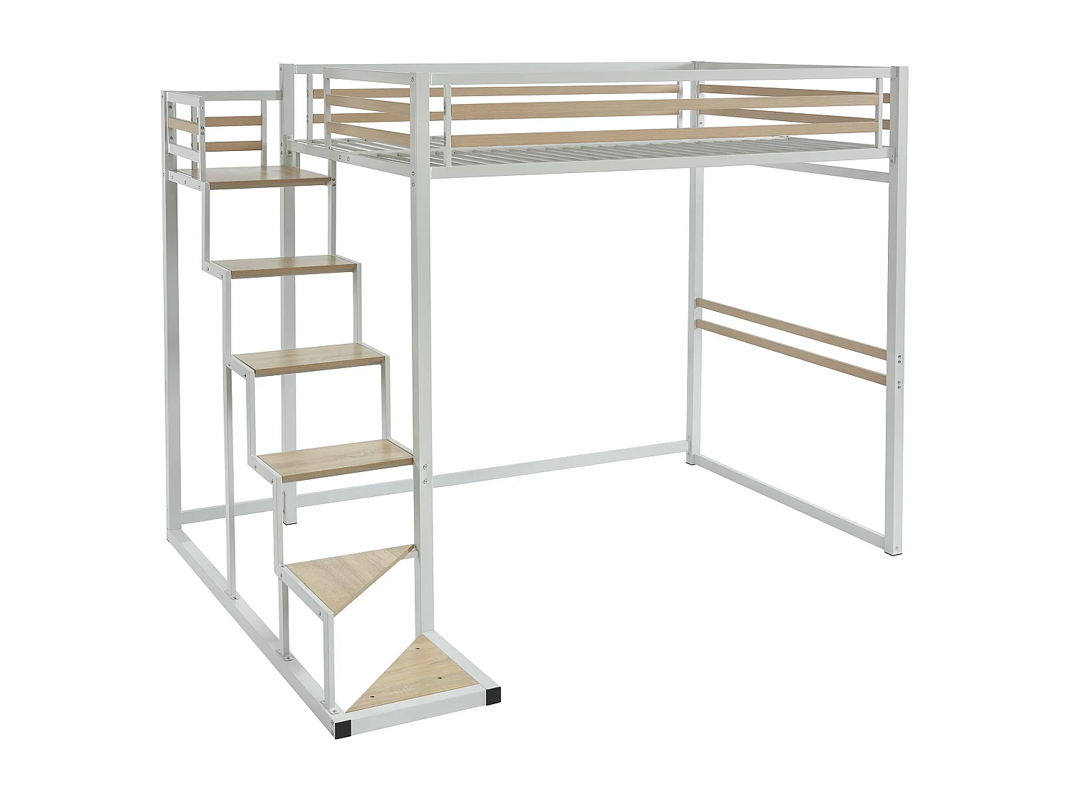 Letto a soppalco 140 x 200 cm Metallo e MDF Bianco - JOGUI