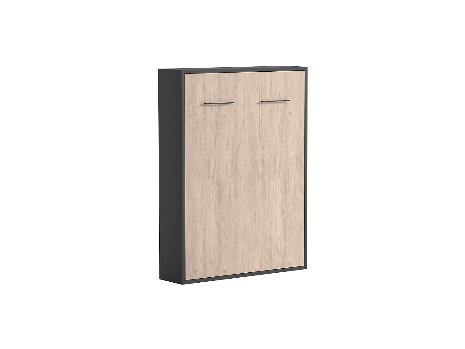 Lit escamotable 140 x 200 cm - Ouverture verticale manuelle - Coloris : Naturel et anthracite + Matelas - MALINA II