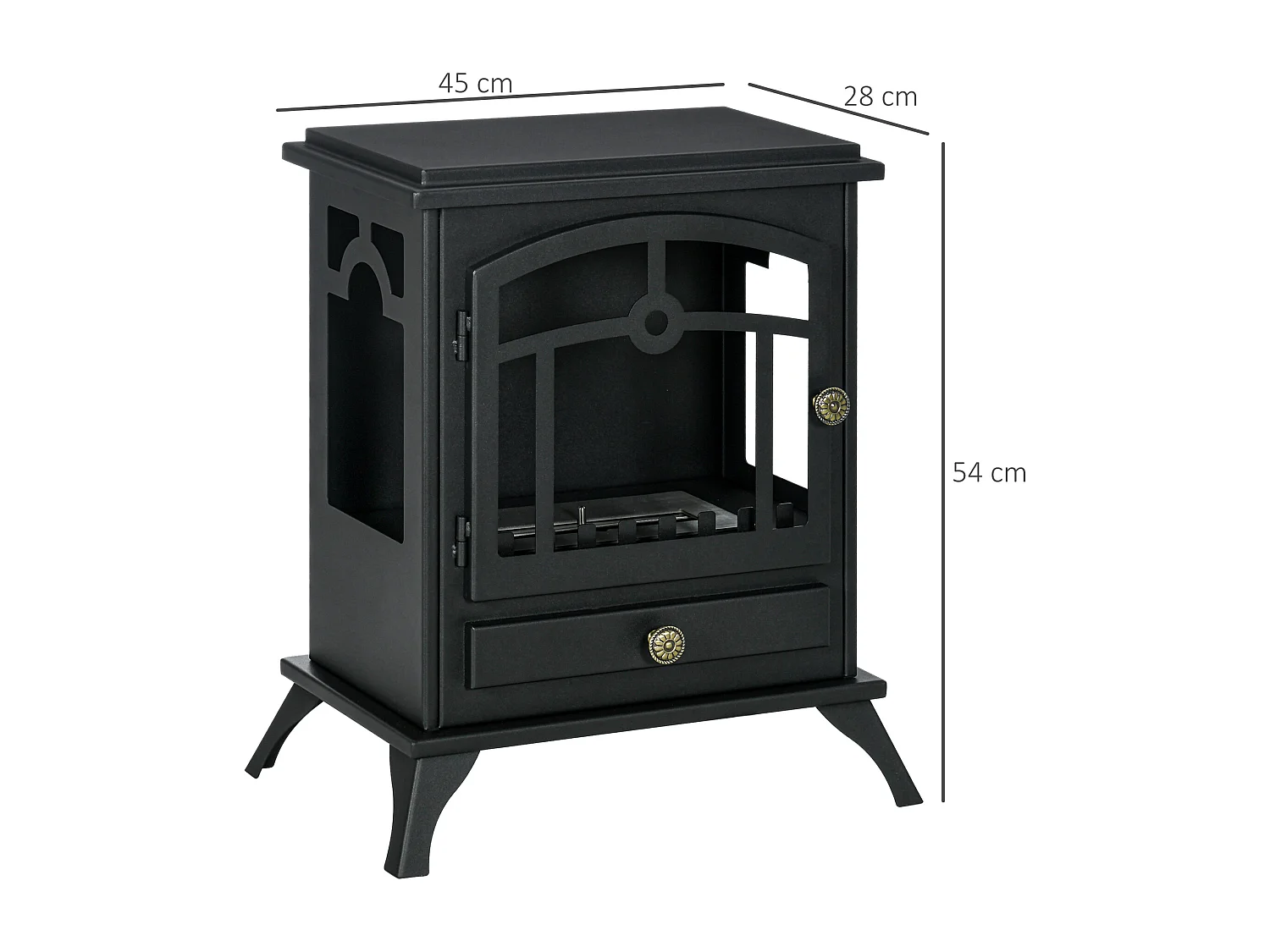 Cheminée bioéthanol sur pied style néo-rétro poêle 1 brûleur 1,2 L dim. 45L x 28l x 54H cm couverture 20-25 m² acier noir