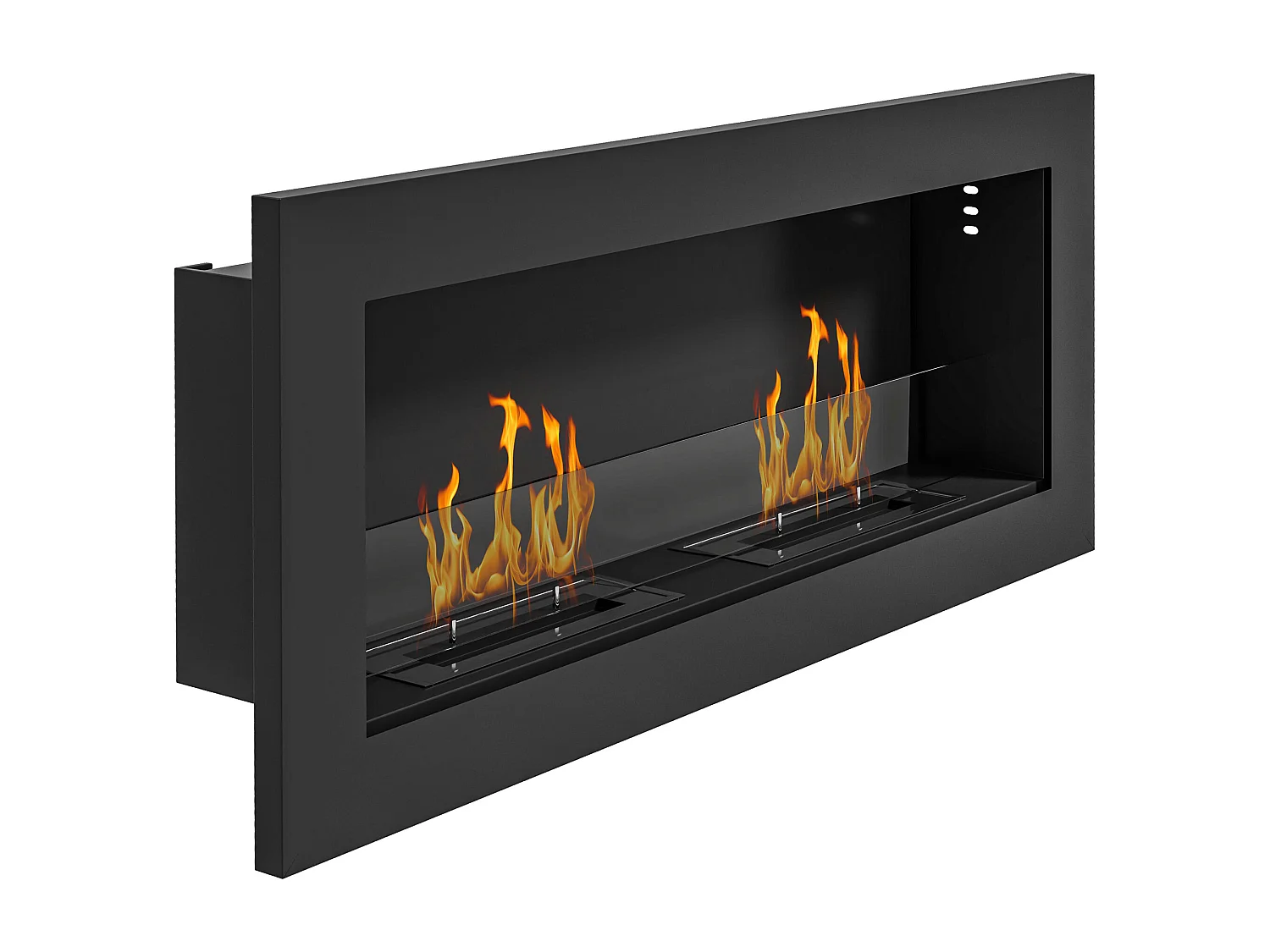 Cheminée bioéthanol murale design Bauhaus - double brûleur 0,85 L - pare-feu verre trempé - acier inox. acier noir