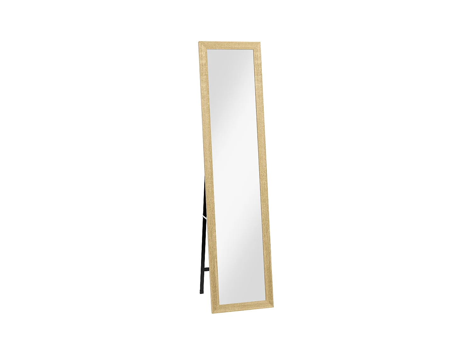 Miroir sur pied et mural rectangulaire dim. 37L x 40l x 157H cm piètement métal noir aspect chêne clair
