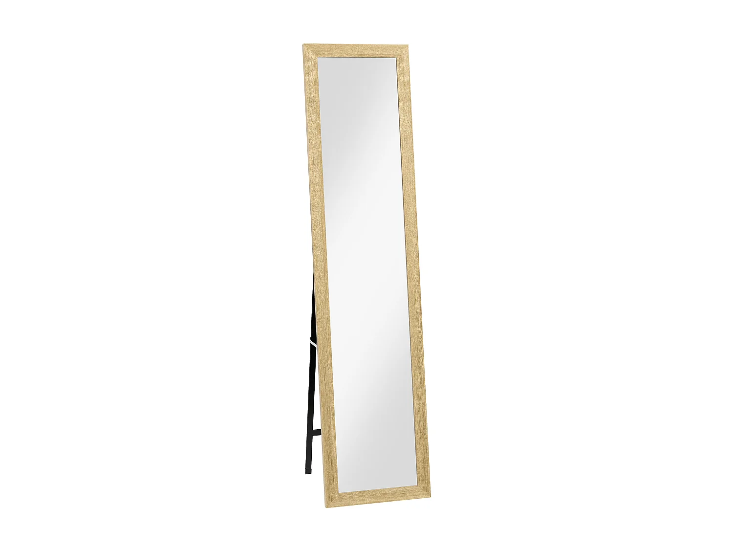 Miroir sur pied et mural rectangulaire dim. 37L x 40l x 157H cm piètement métal noir aspect chêne clair