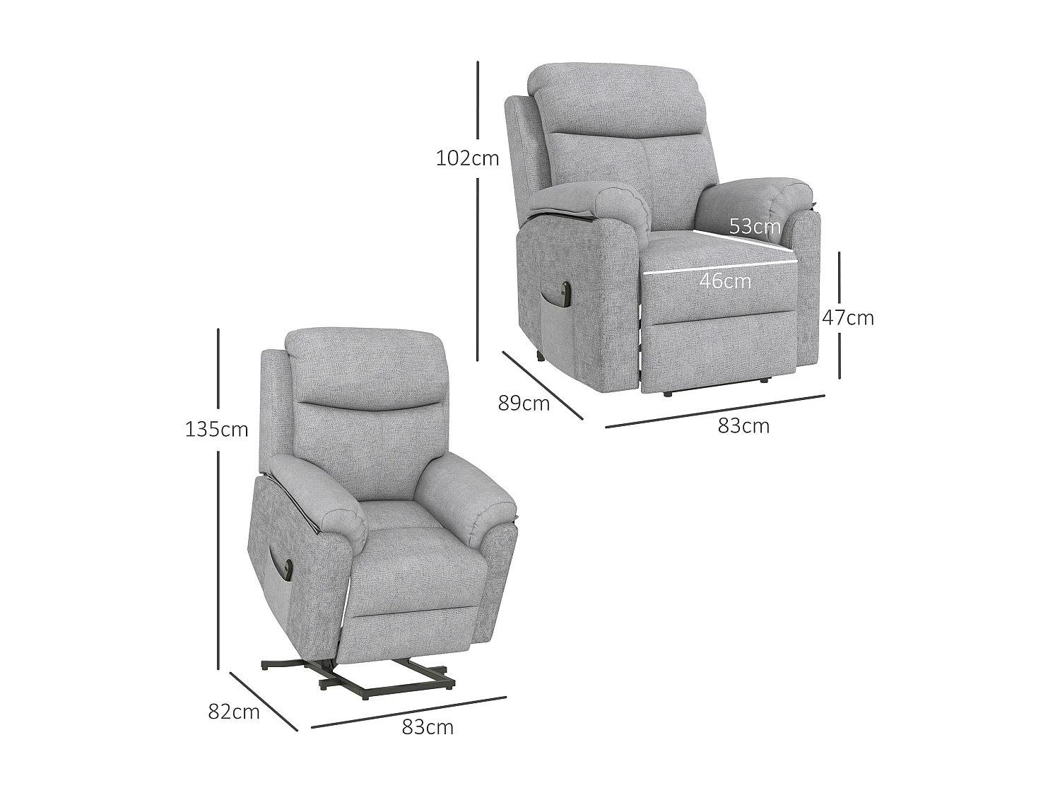 Fauteuil de massage releveur électrique - fauteuil inclinable avec repose-pied ajustable, télécommande - tissu aspect lin gris