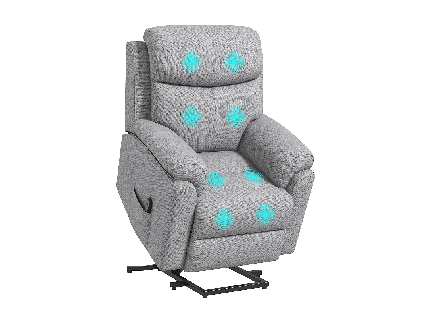 Fauteuil de massage releveur électrique - fauteuil inclinable avec repose-pied ajustable, télécommande - tissu aspect lin gris