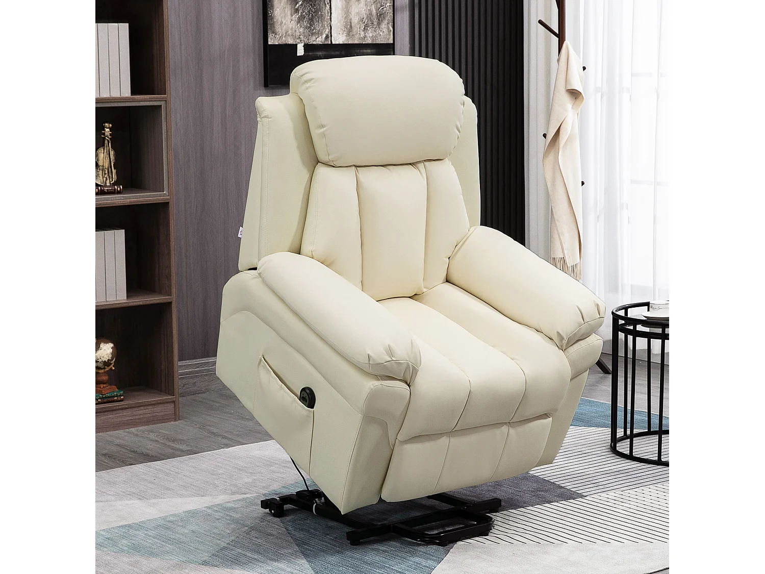 Fauteuil releveur inclinable avec repose-pied ajustable - fauteuil de relaxation électrique - revêtement synthétique crème