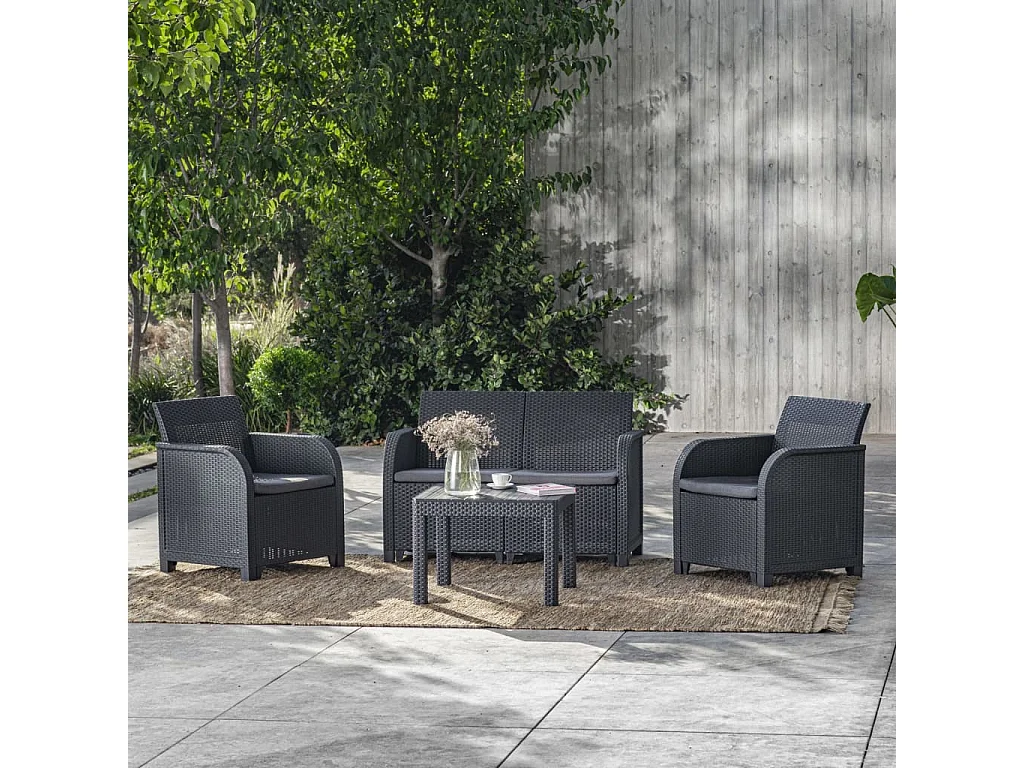 Sofa Ogrodowe 2-osobowe Rosalie Grafit z Ergonomicznymi Poduszkami