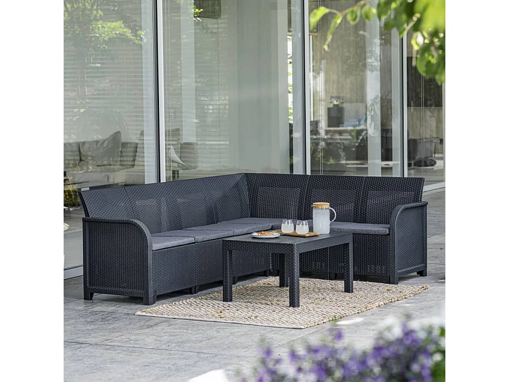 Sofa Ogrodowe 2-osobowe Rosalie Grafit z Ergonomicznymi Poduszkami