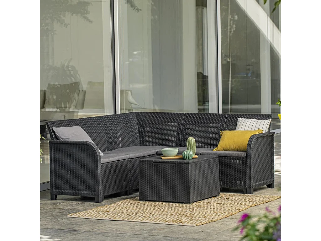 Sofa Ogrodowe 2-osobowe Rosalie Grafit z Ergonomicznymi Poduszkami