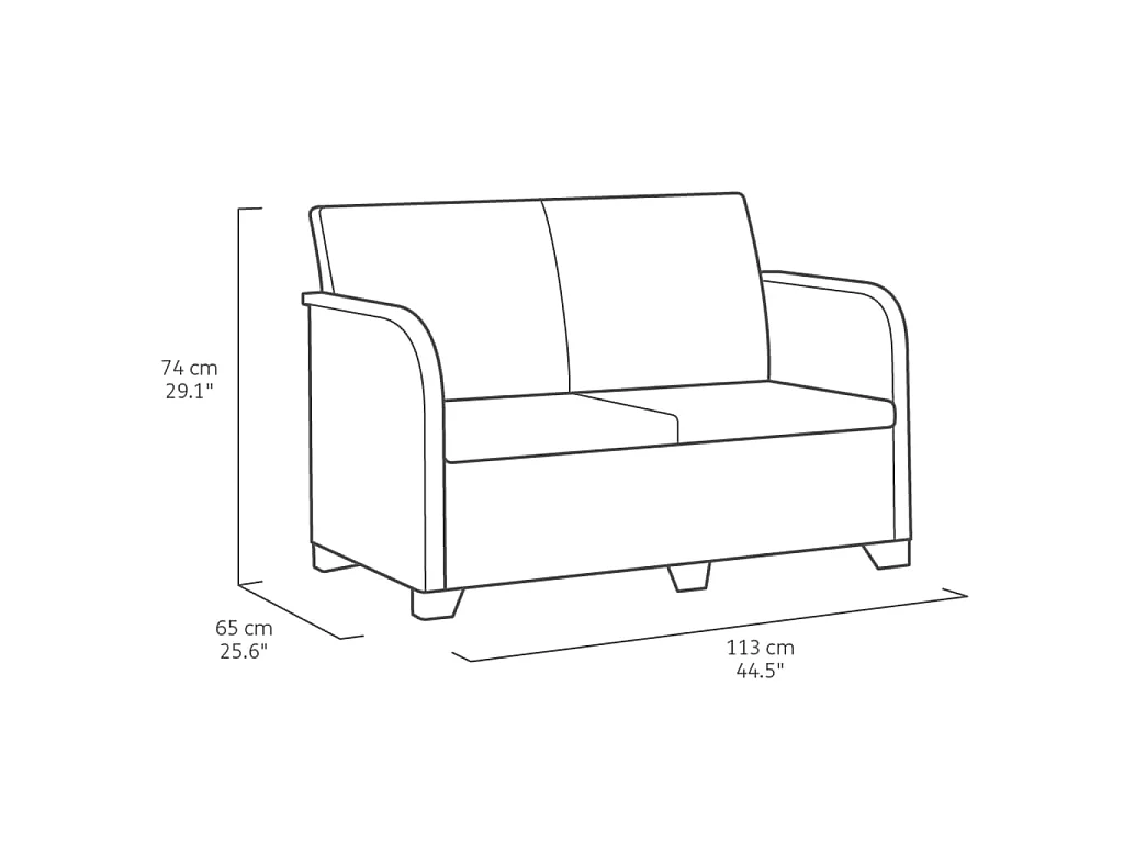 Sofa Ogrodowe 2-osobowe Rosalie Grafit z Ergonomicznymi Poduszkami