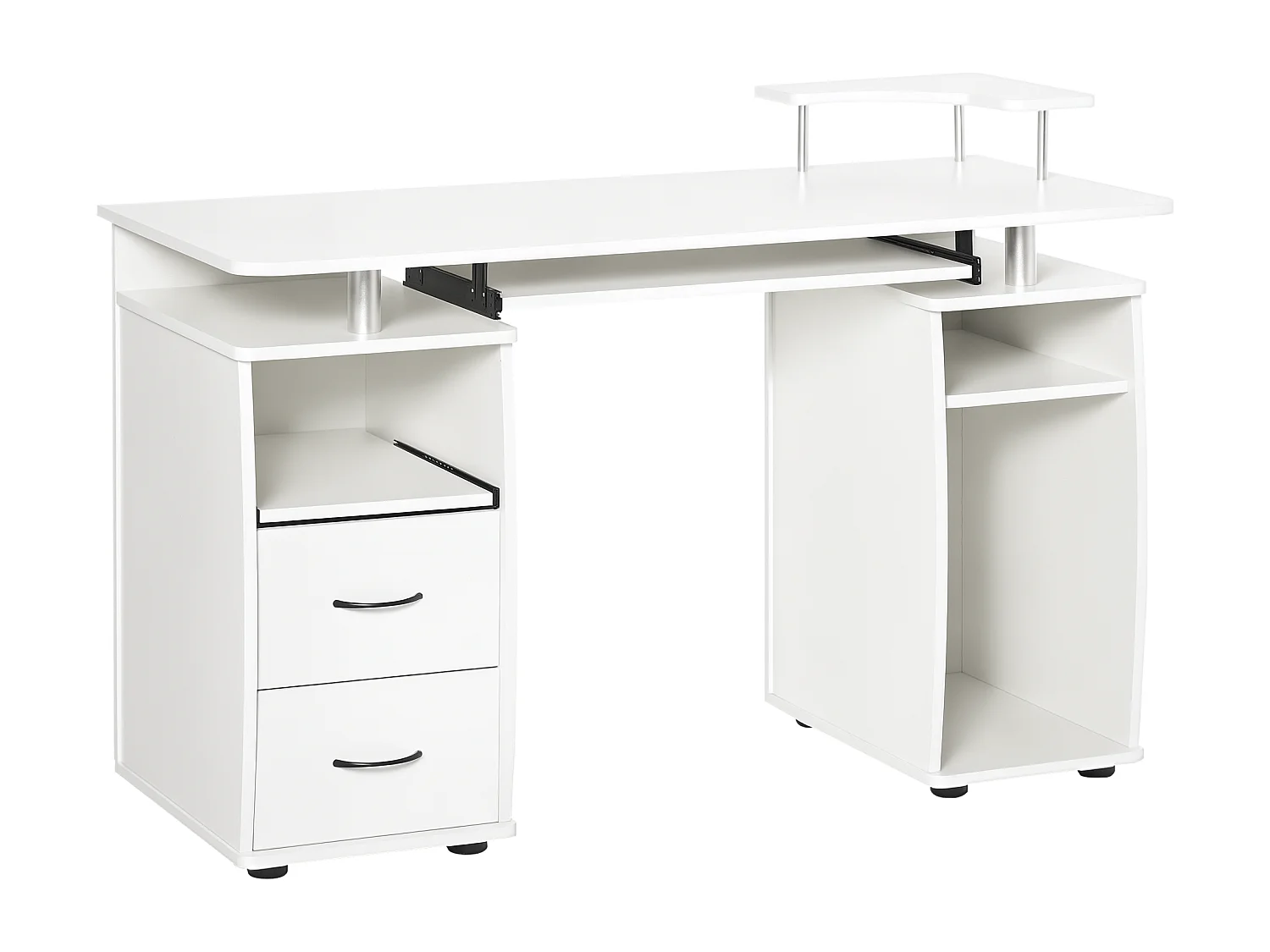 Bureau informatique multimédia multi-rangements 120L x 55l x 85H cm panneaux particules blanc