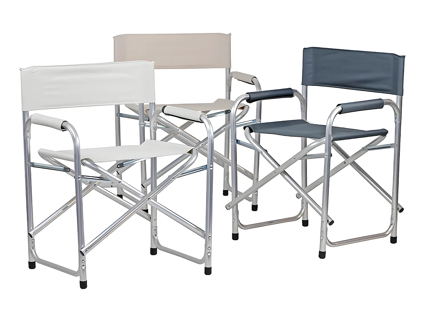 Estosa - Lot de 2 chaises pliantes directeur de jardin Pippa gris