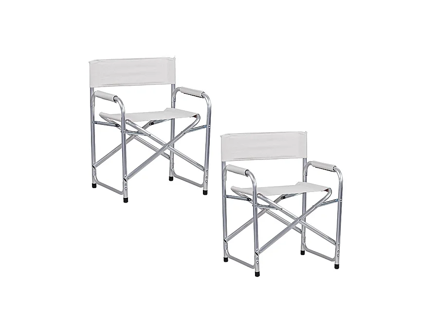 Estosa - Chaise de plage directrice pliante d'extérieur blanche Pippa - lot de 2