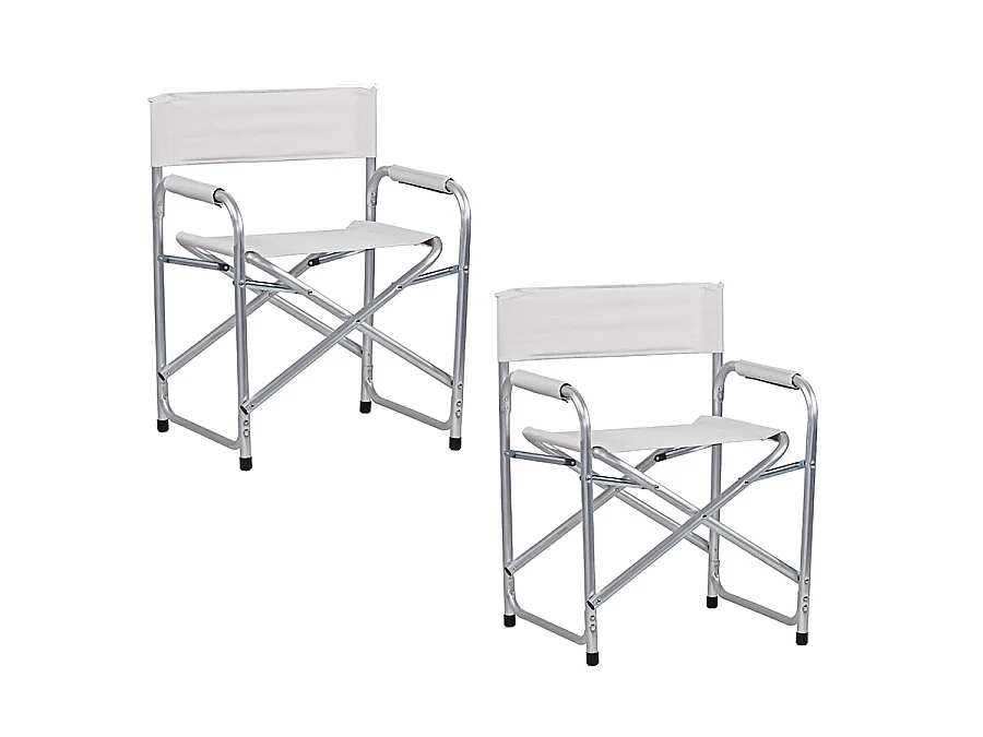 Estosa - Chaise de plage directrice pliante d'extérieur blanche Pippa - lot de 2