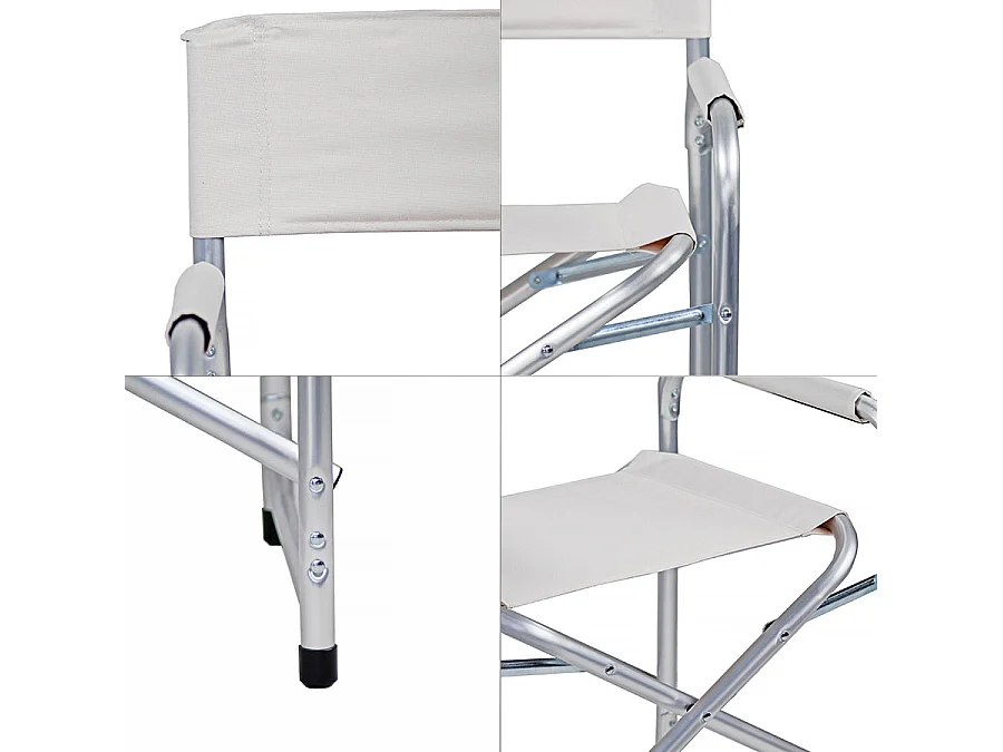 Estosa - Chaise de plage directrice pliante d'extérieur blanche Pippa - lot de 2