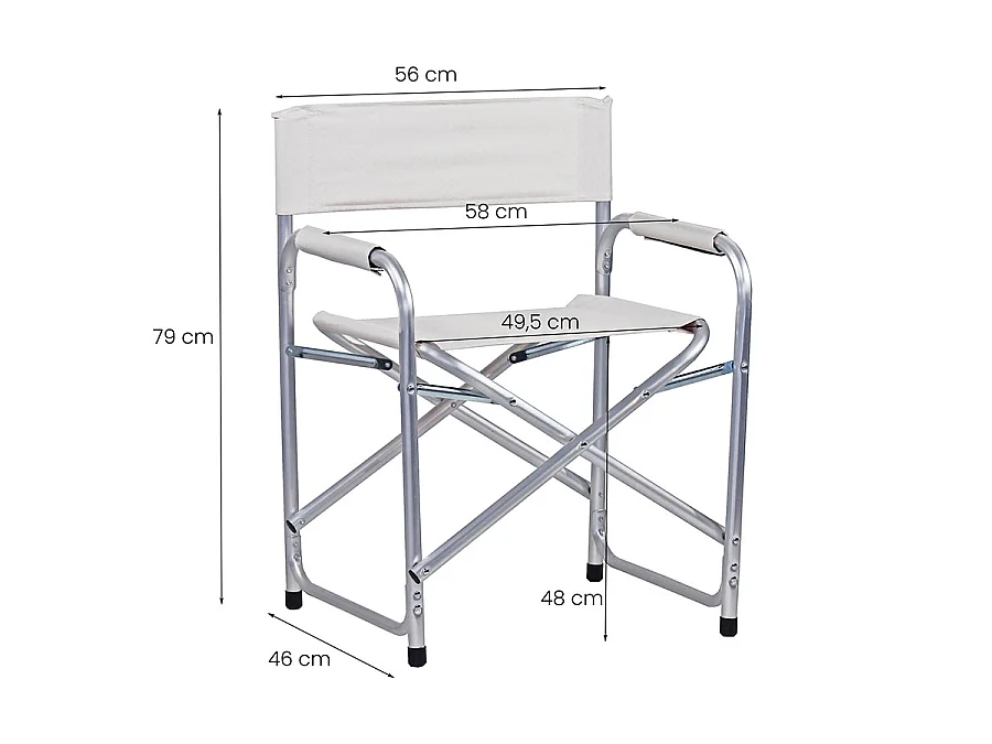 Estosa - Chaise de plage directrice pliante d'extérieur blanche Pippa - lot de 2