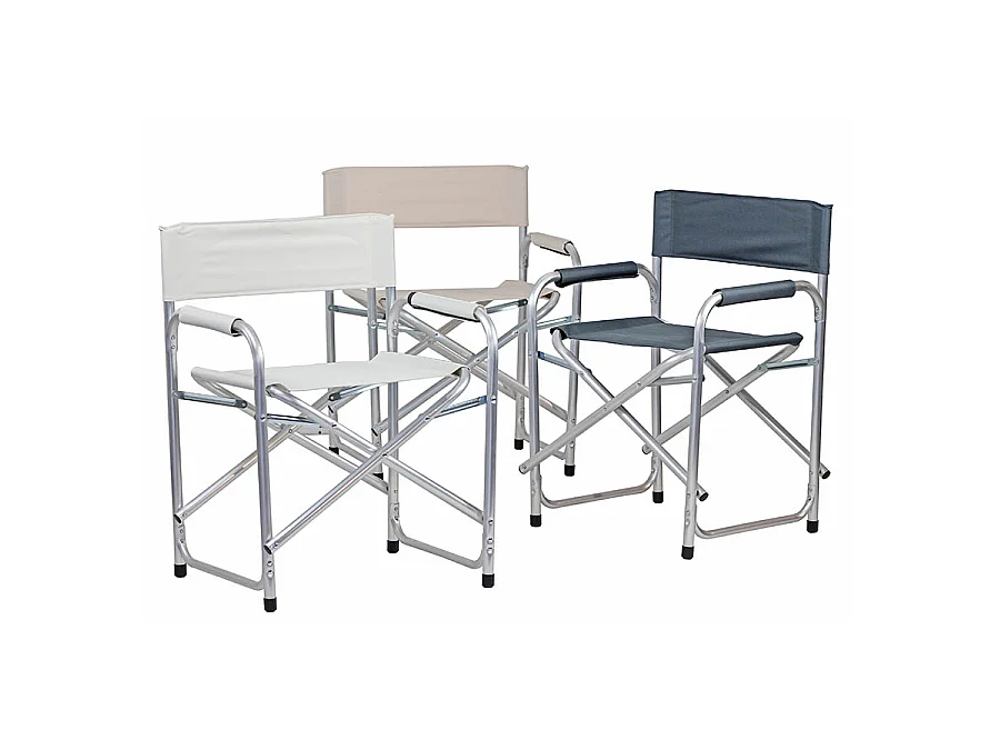 Estosa - Chaise de plage directrice pliante d'extérieur blanche Pippa - lot de 2