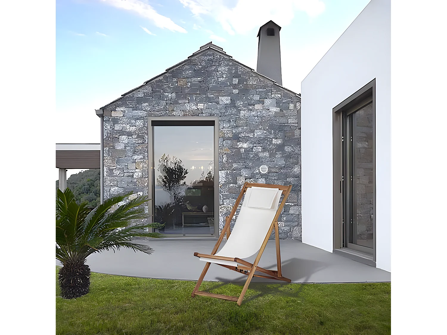 Estosa - Transat de jardin pliant en bois Erica