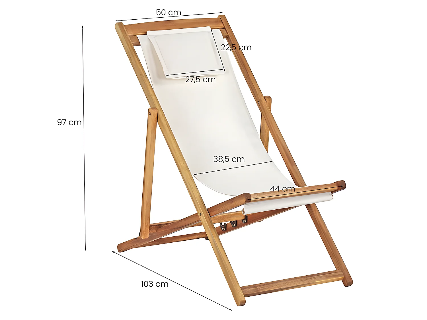 Estosa - Transat de jardin pliant en bois Erica