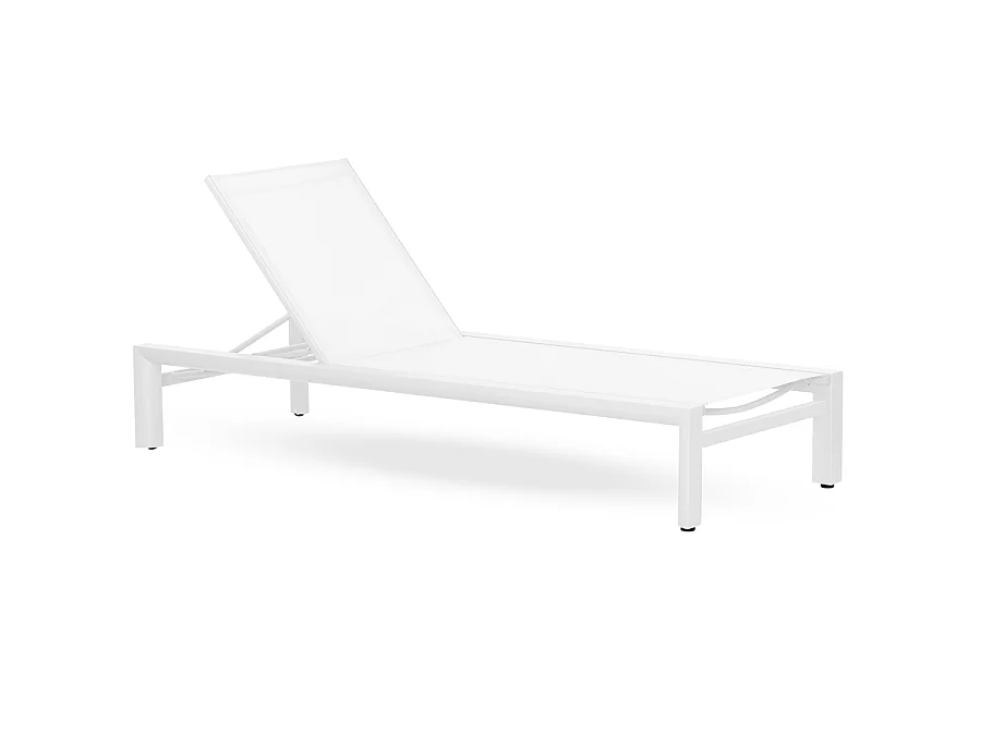 Estosa – Gartenliege mit Aluminiumrädern und weißem Textilene