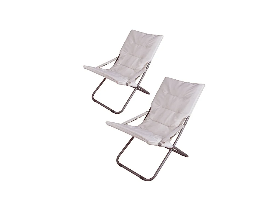 Estosa - Lot de 2 chaises de plage pliantes Milly blanc