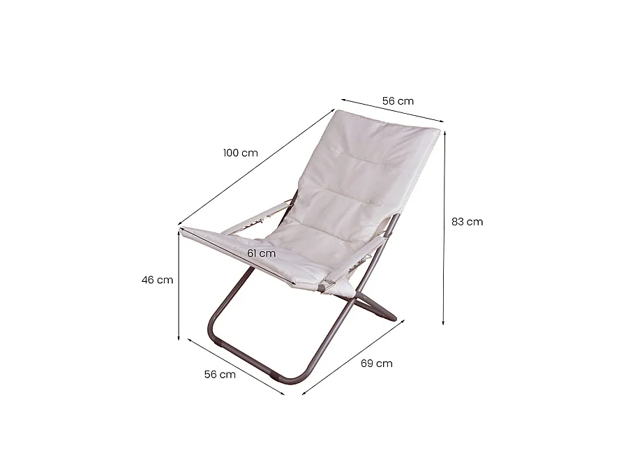 Estosa - Lot de 2 chaises de plage pliantes Milly blanc