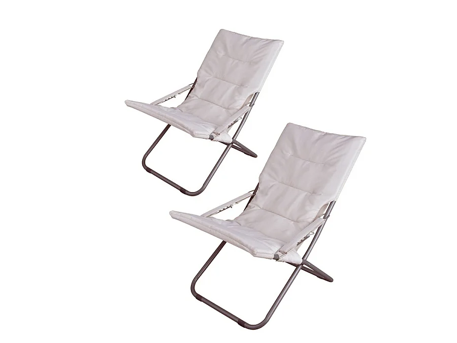 Estosa - Lot de 2 chaises de plage pliantes Milly blanc