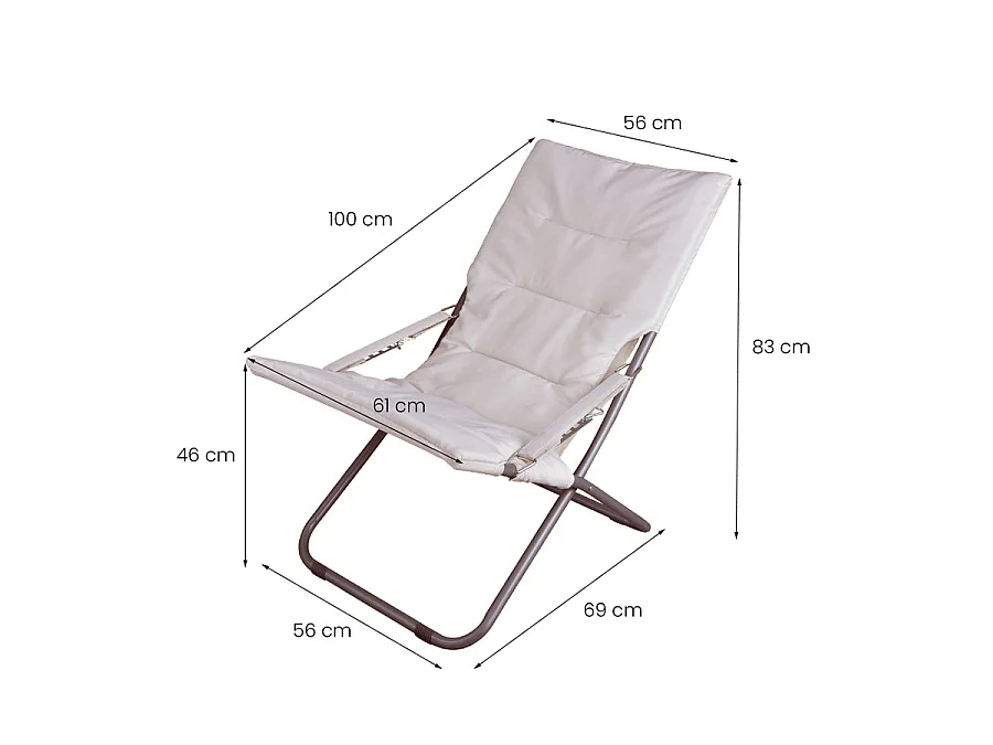 Estosa - Lot de 2 chaises de plage pliantes Milly blanc