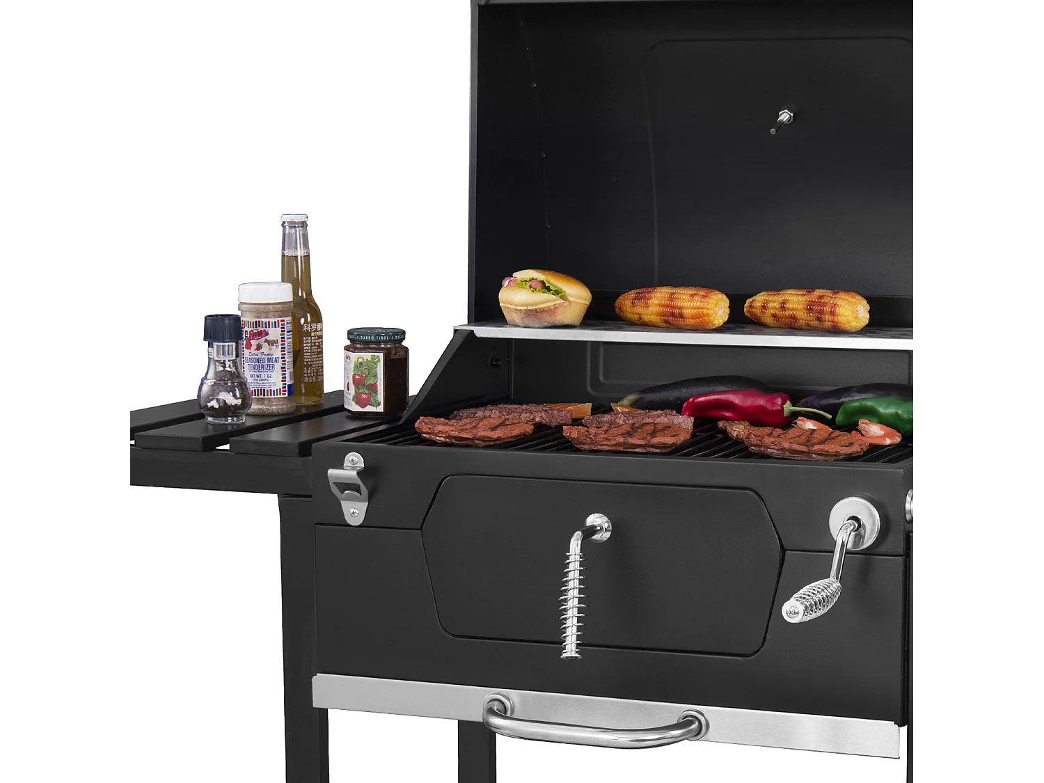 MasterCook - Barbecue à charbon avec roulettes, décapsuleur et thermostat intégré