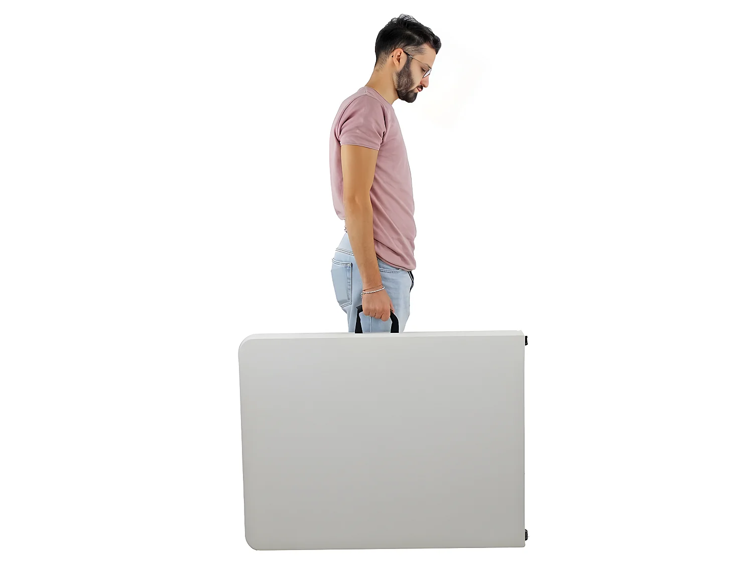 Brigros - Table pliante 180x70x74 cm lisse blanc