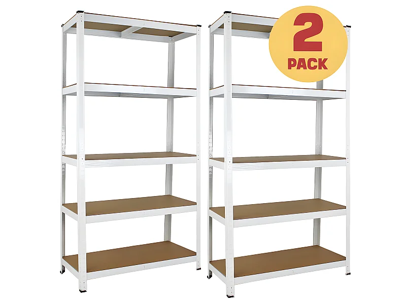 Mbi - Etagère métal 5 tablettes 875 kg blanc x2