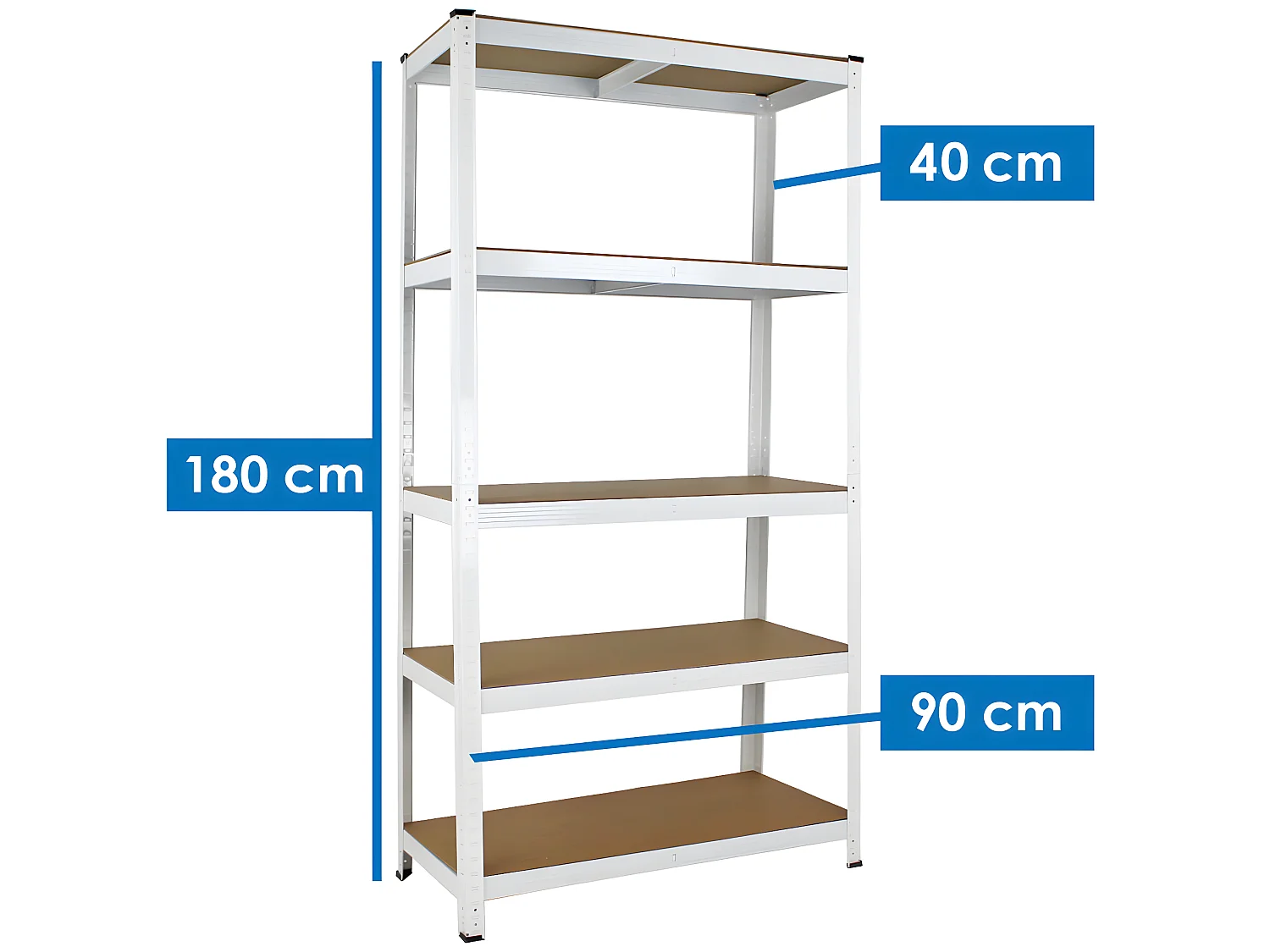 Mbi - Prateleira metálica 5 prateleiras 875 kg branco x2