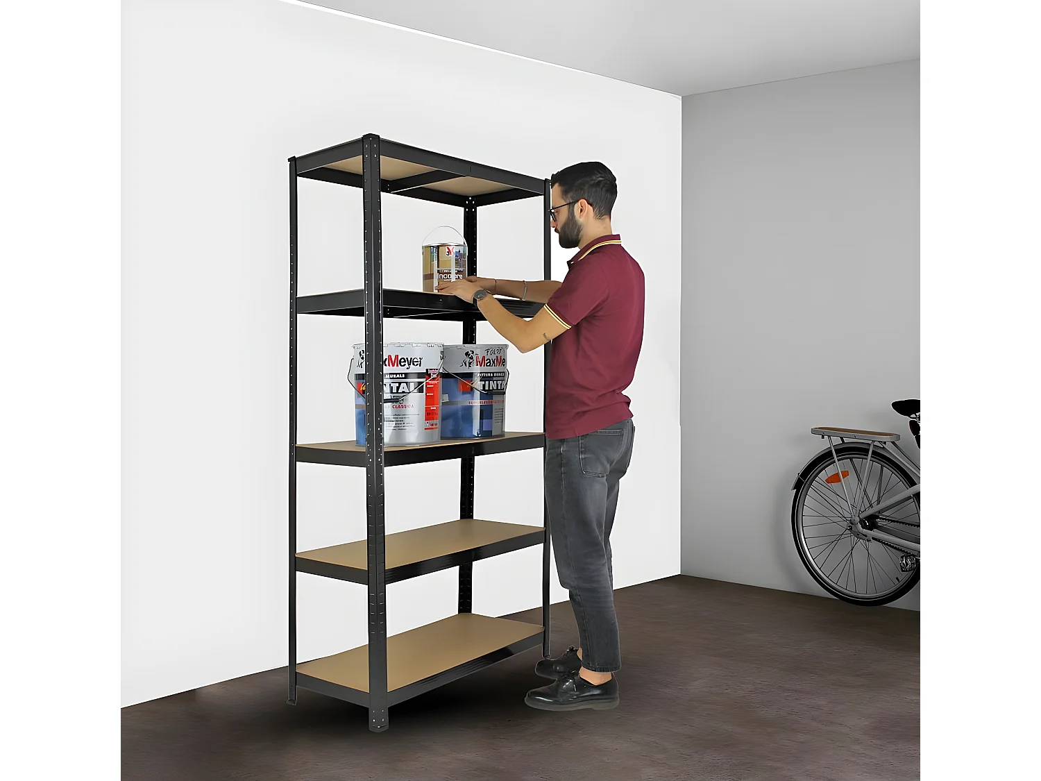 Mbi - Conjunto de 2 prateleiras em metal preto