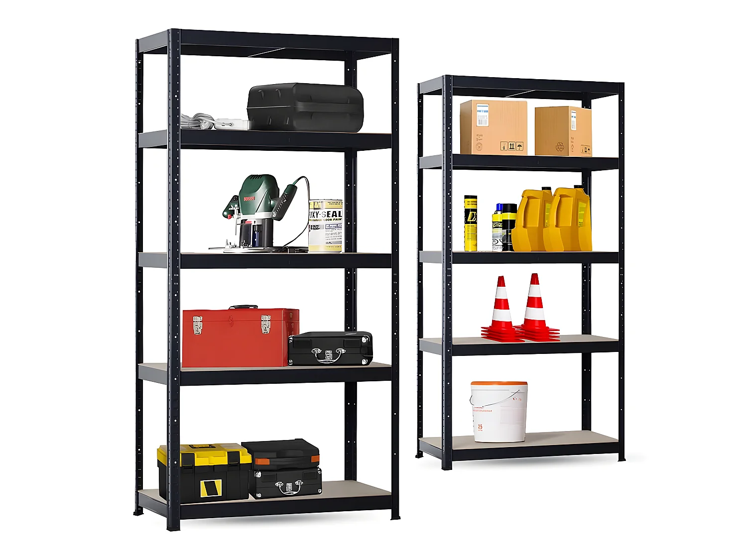 Mbi - Conjunto de 2 prateleiras em metal preto