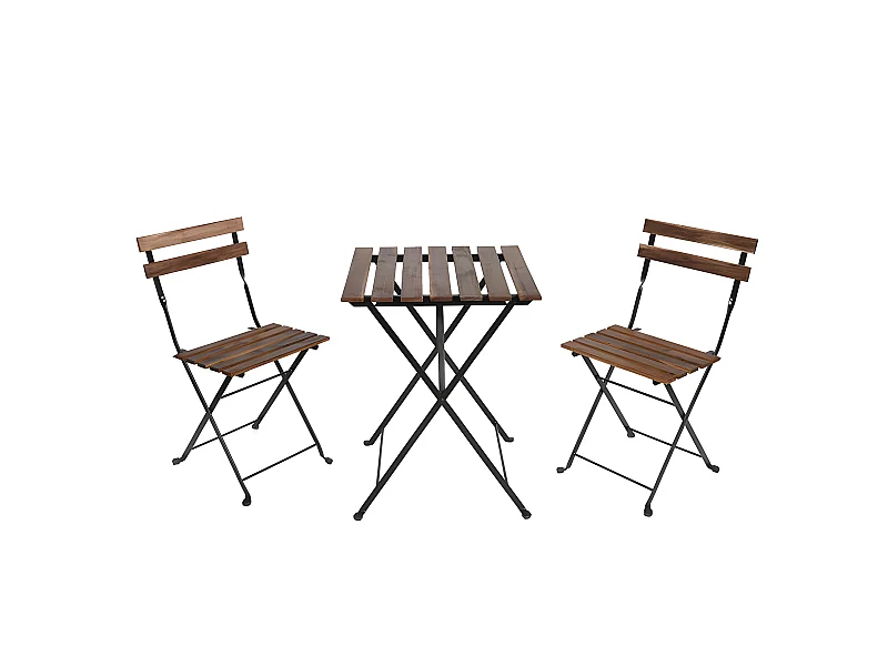 Estosa - Set aus Tisch und zwei klappbaren Balkonstühlen Bistrot White