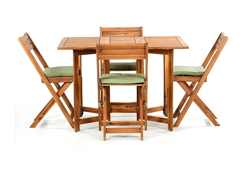 Estosa - Set opvouwbare houten buitentafel en 4 stoelen 110x90 cm Vittoria