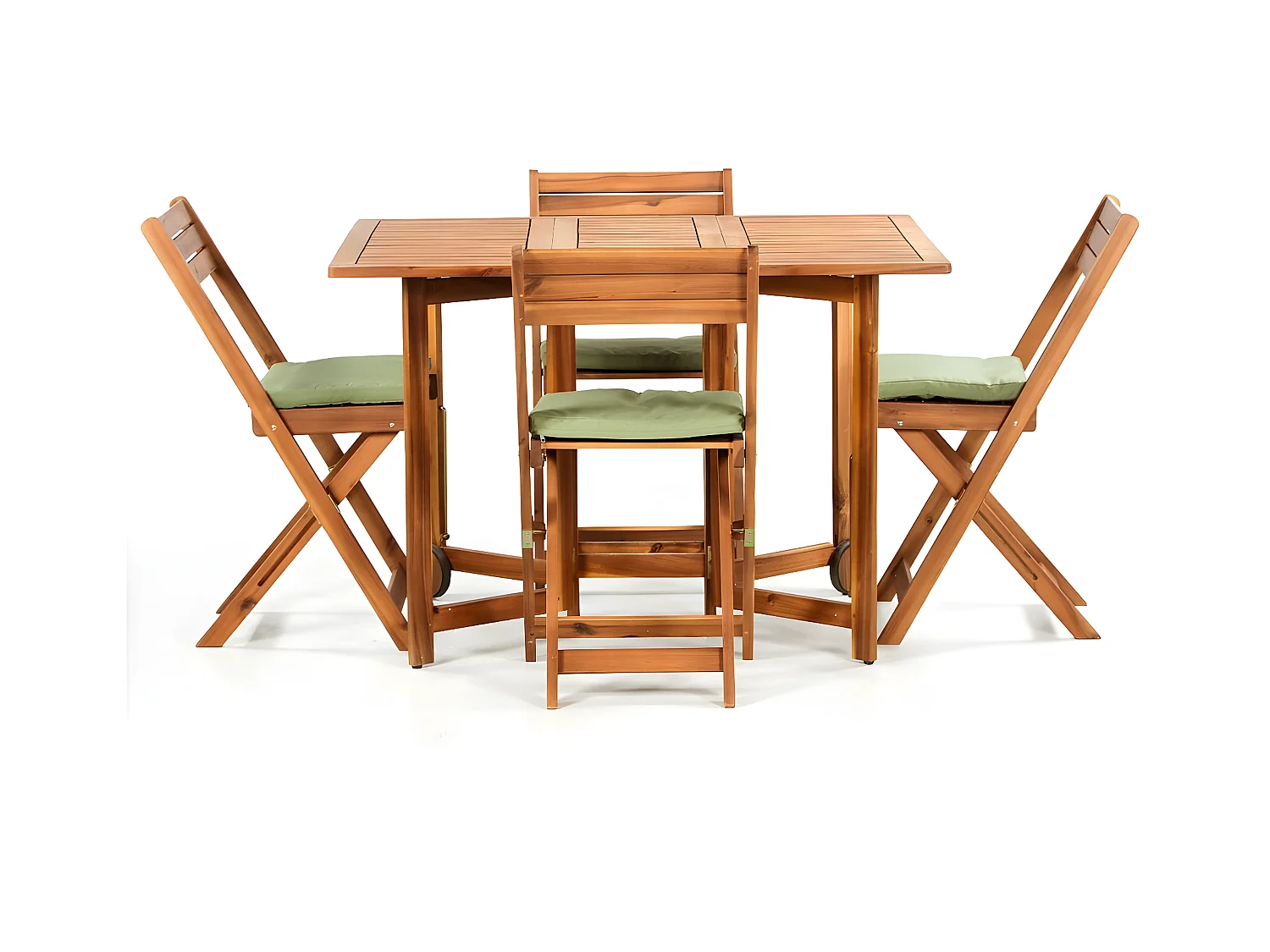 Estosa - Ensemble d'extérieur table pliante en bois et 4 chaises Vittoria 110x90 cm