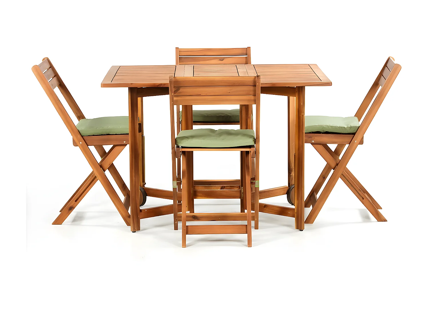 Estosa - Ensemble d'extérieur table pliante en bois et 4 chaises Vittoria 110x90 cm
