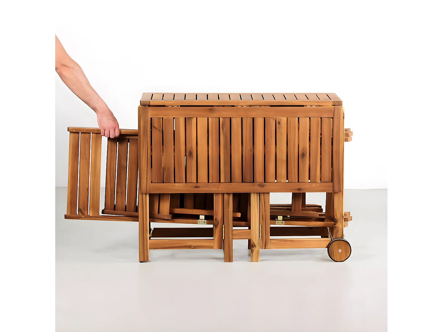 Estosa - Ensemble d'extérieur table pliante en bois et 4 chaises Vittoria 110x90 cm