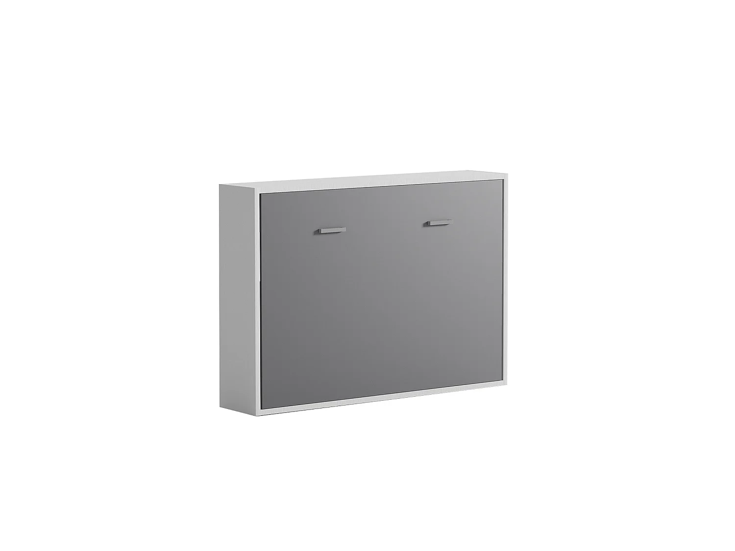 Lit escamotable 140 x 200 cm - Ouverture horizontale manuelle - Blanc et gris + matelas - MALINA II