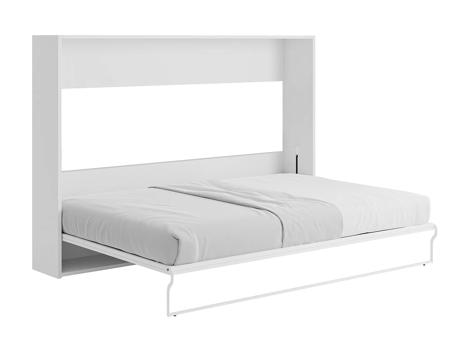 Letto estraibile Apertura orizzontale manuale 140 x 200 cm Bianco e Grigio + Materasso - MALINA II