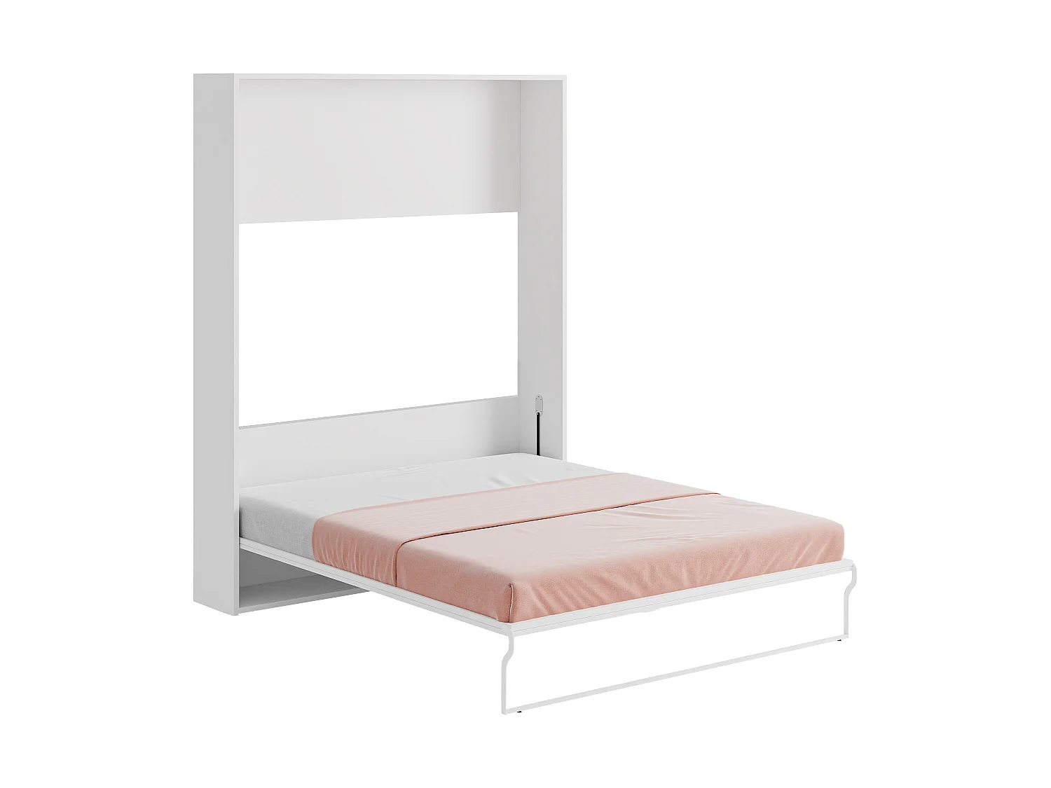Lit escamotable 160 x 200 cm - Ouverture verticale manuelle - Blanc + Matelas - MALINA II